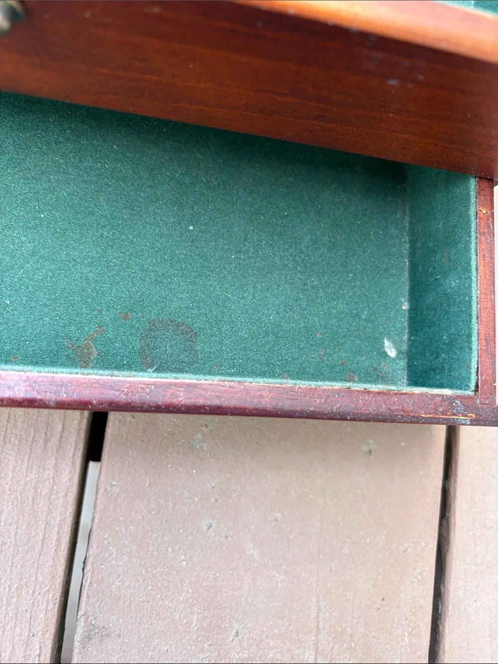 Vtg Wooden Jewelry Box 12x7.5x6 in-has some wear: solid wood. See photos/video